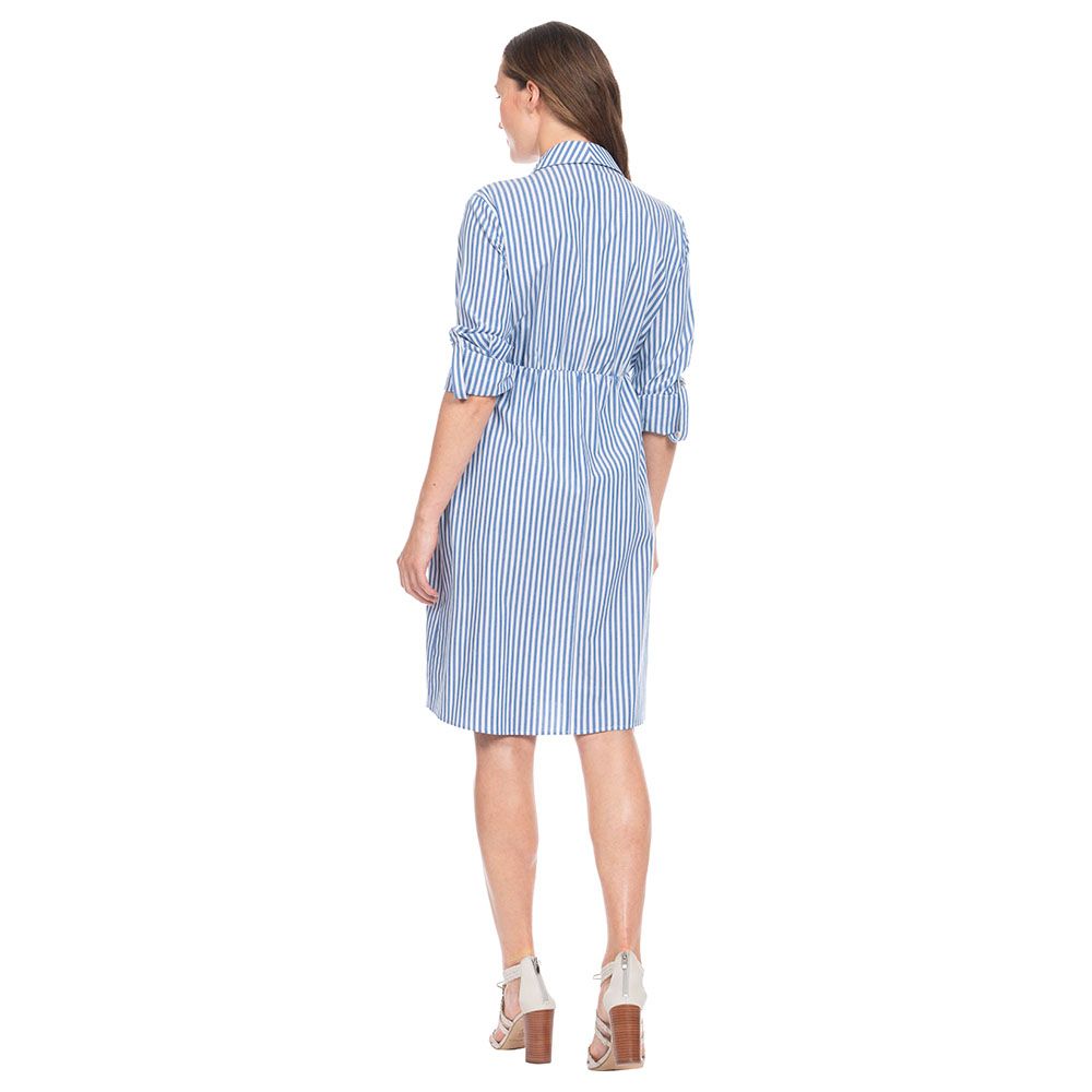 Seraphine - Ariadne Pinstripe Nursing Dress - Blue