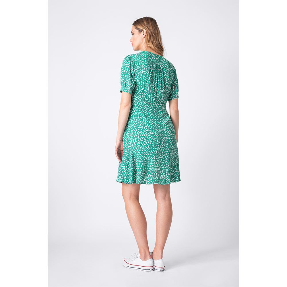 Seraphine - Daffodil Tie Front Dress w/ Ruched - Green