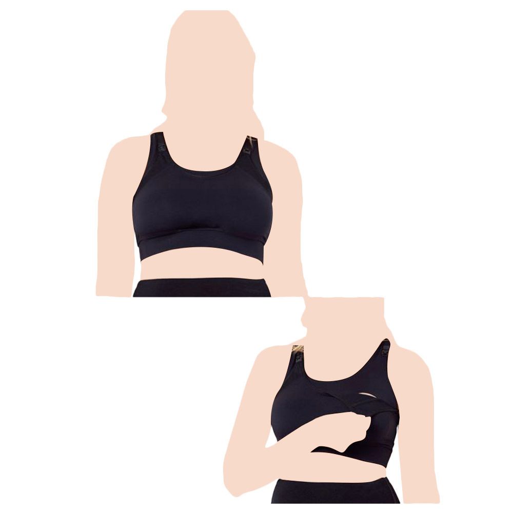 Seraphine - Active Maternity & Nursing Sports Bra - Black