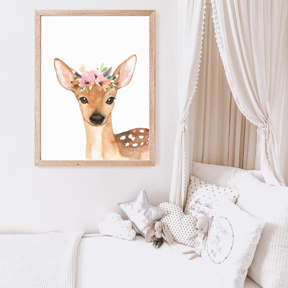 Paper Crew - Floral Watercolour Deer Wall Art Print