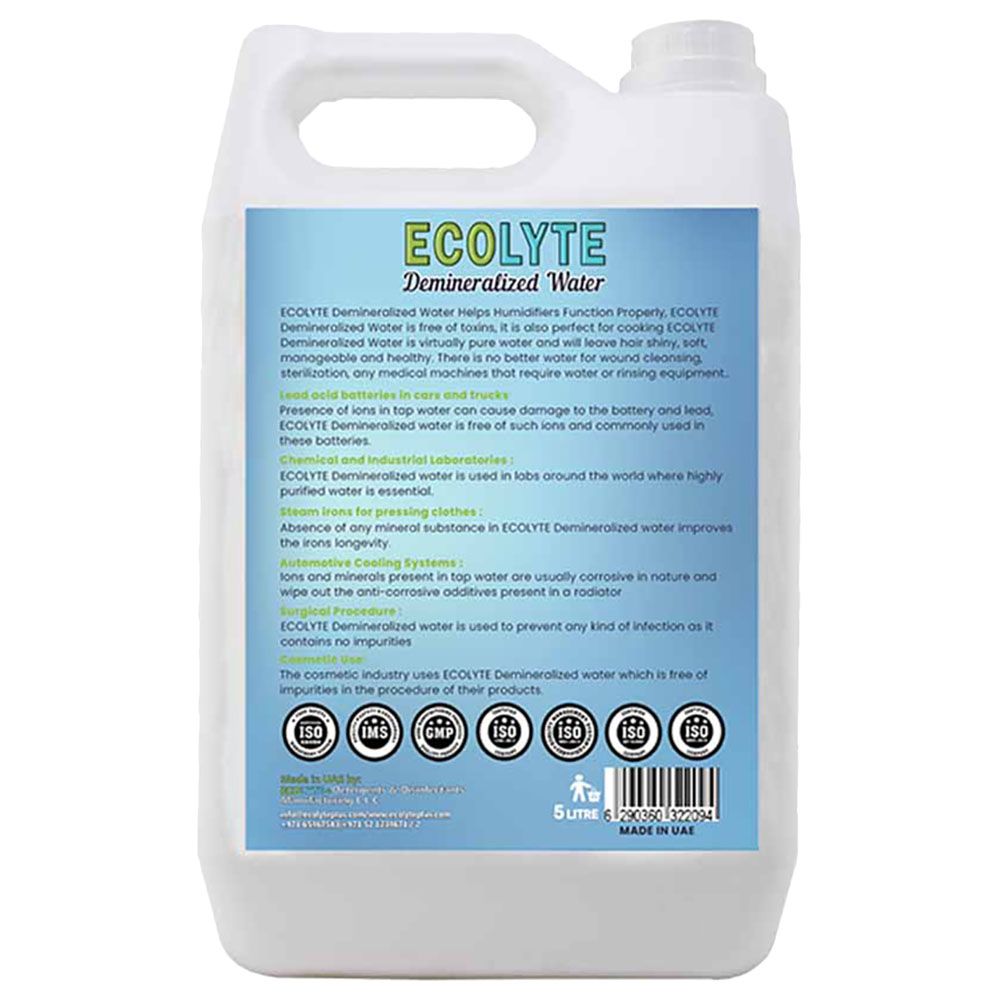 Ecolyte+ - Ultra Pure De-Mineralized Water 5L - Pack of 2