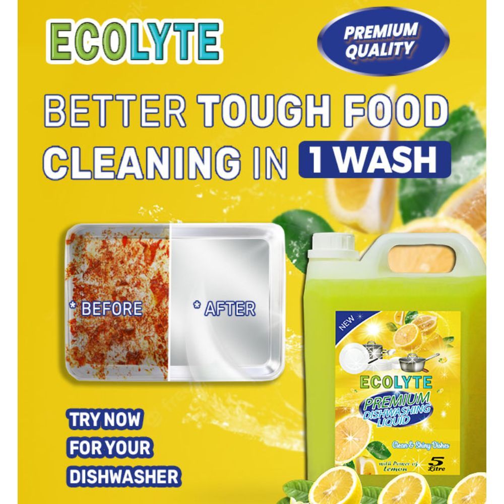 Ecolyte+ - Premium Dishwashing Liquid - Lemon - 5L - 2pc