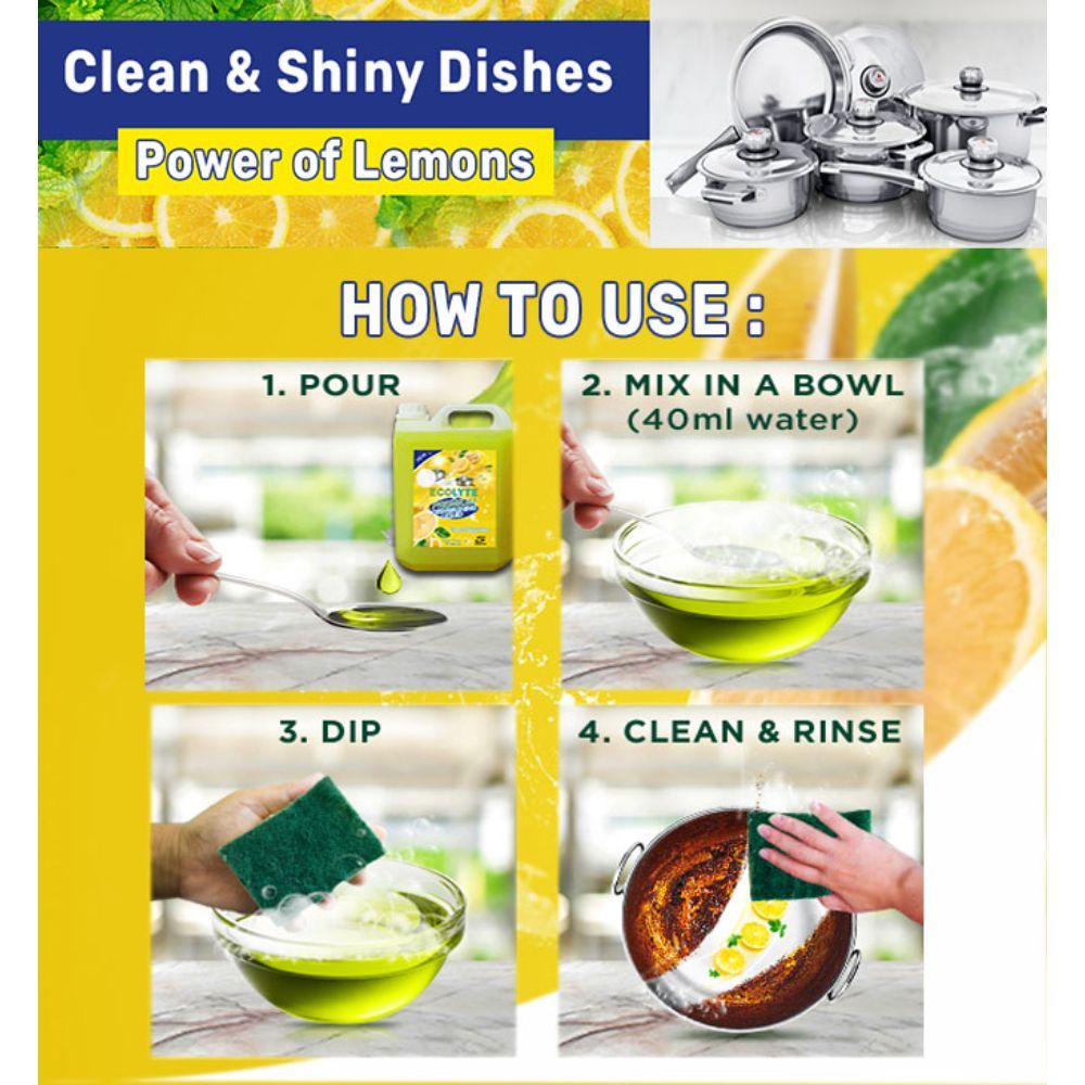 Ecolyte+ - Premium Dishwashing Liquid - Lemon - 5L - 2pc