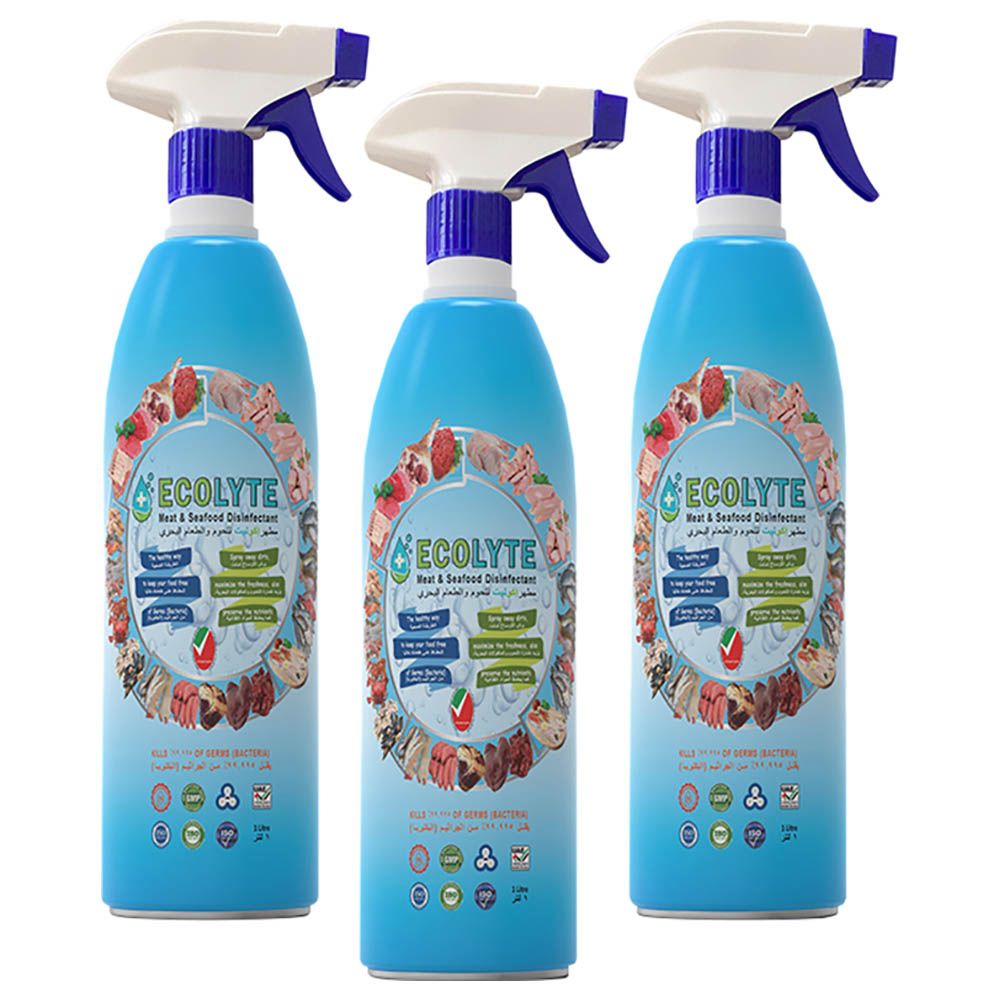 Ecolyte+ - Meat & Seafood Disinfectant 100% Natural - 1L - 3pc