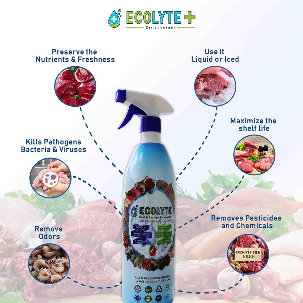 Ecolyte+ - Meat & Seafood Disinfectant 100% Natural - 1L - 3pc