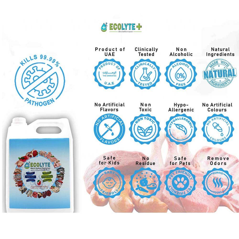 Ecolyte+ - Meat & Seafood Disinfectant 100% Natural - 5L - 2pc