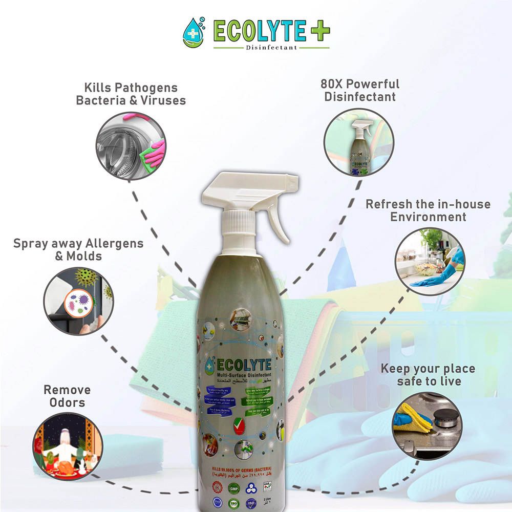 Ecolyte+ - Multi Surface Disinfectant 100% Natural - 1L - 3pc