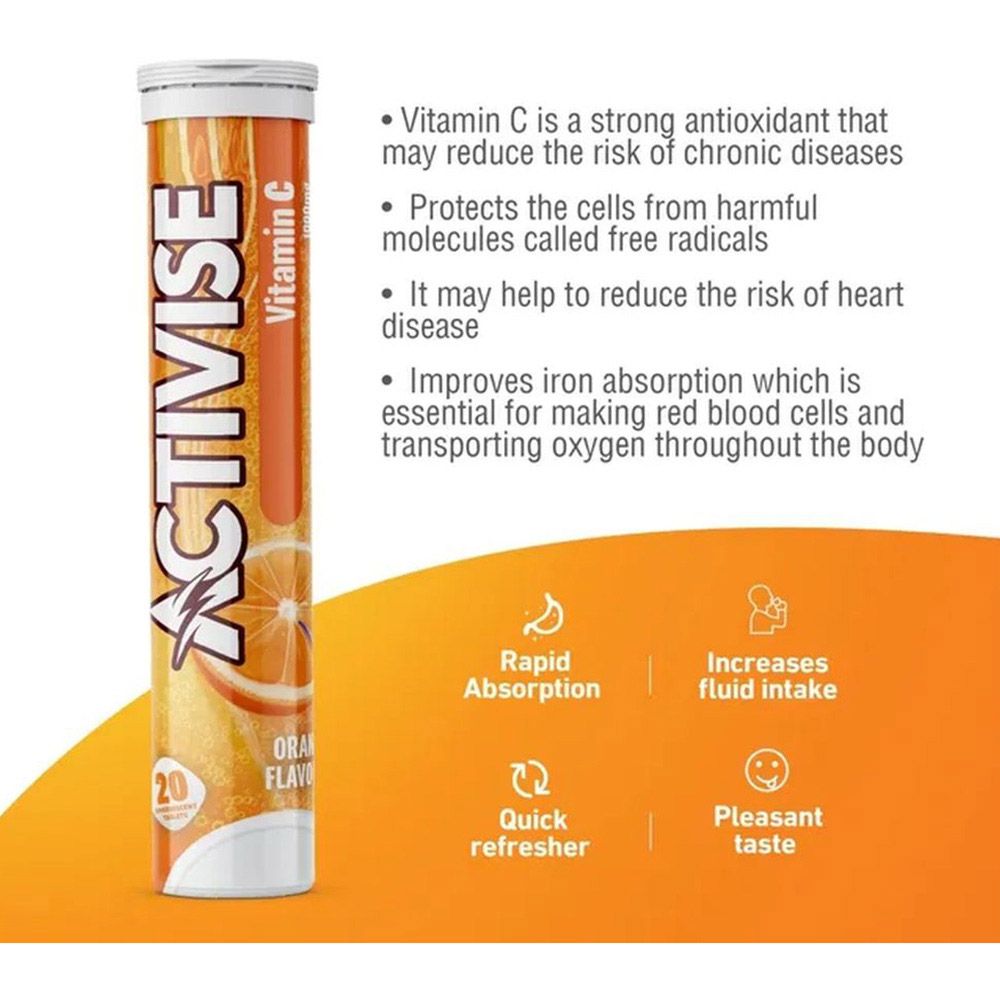 Activise - Vitamin C 1000mg Orange Effervescent Tablet - 20's - Pack of 2