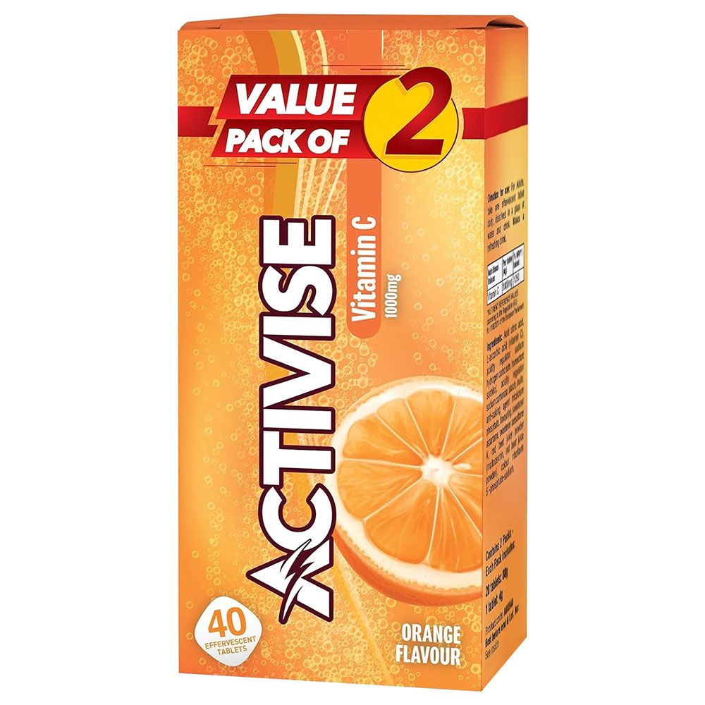 Activise - Vitamin C 1000mg Orange Effervescent Tablet - 20's - Pack of 2