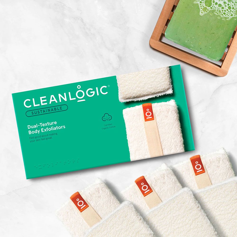 Cleanlogic - Sustainable Dual-Texture Body Exfoliators 2's CLC - Color May Vary