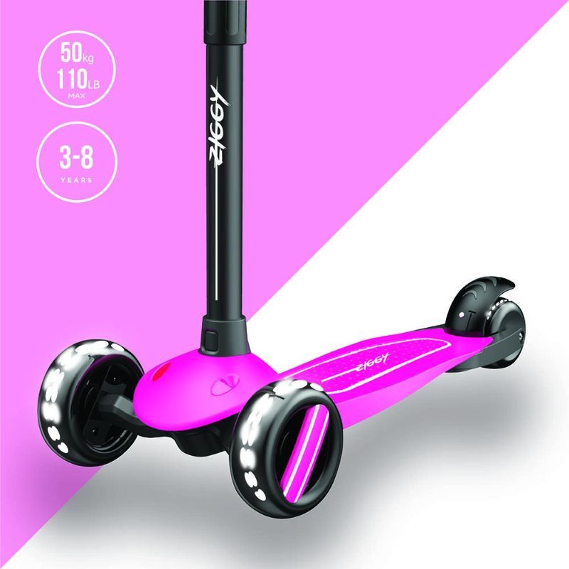 Ziggy - 3-Wheel Tilt Scooter w/ LED Light - Pink