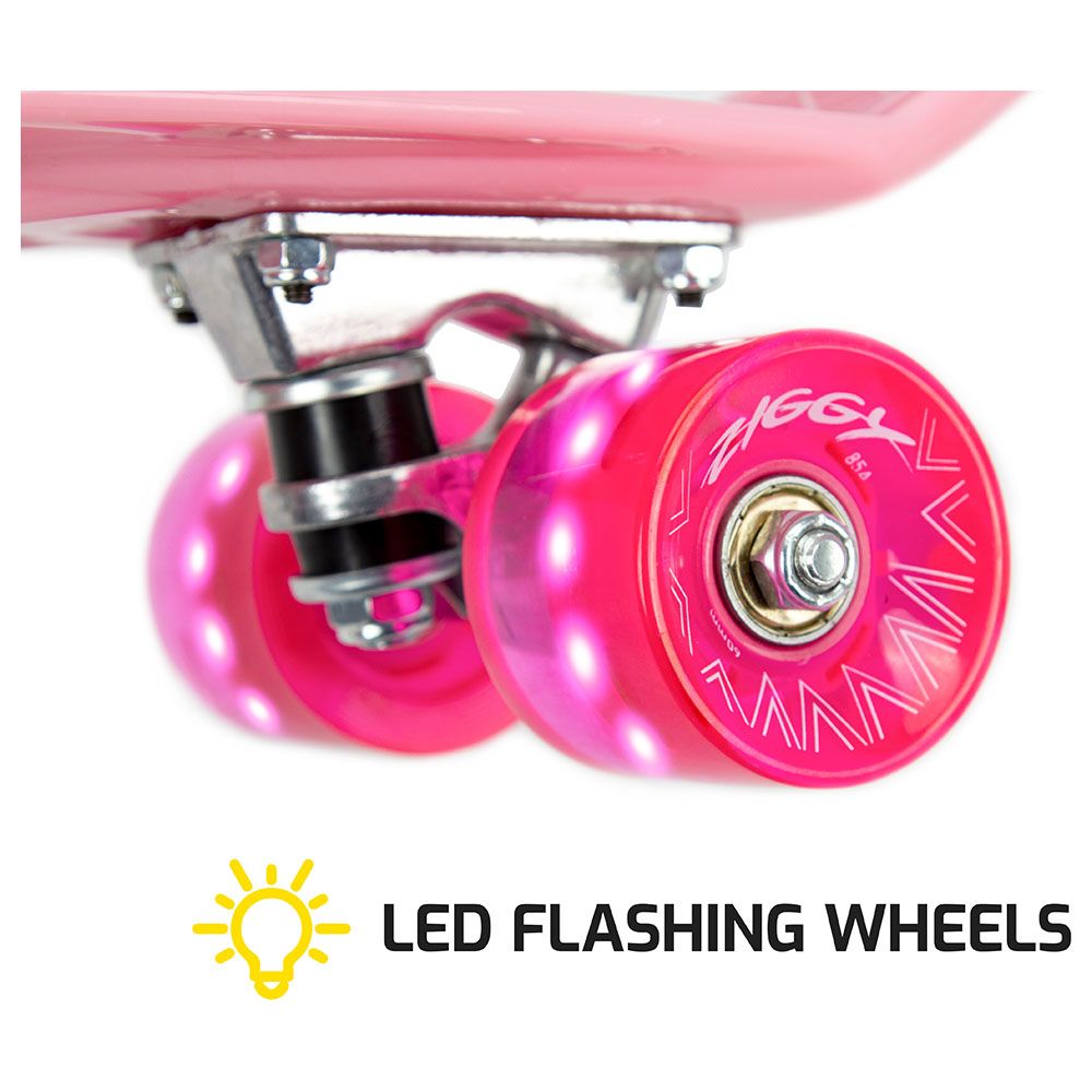 Ziggy - Skateboard Mini Cruiser W/ LED Wheels 22" - Pink