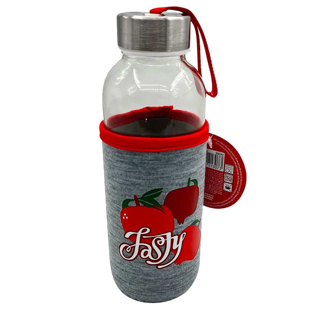 Excellent Houseware - Drinking Glass Bottle W/ Sleeve 400ml - Tasty