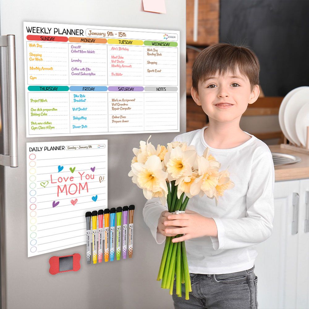 Essen - Magnetic Whiteboard Planners For Fridge - Set