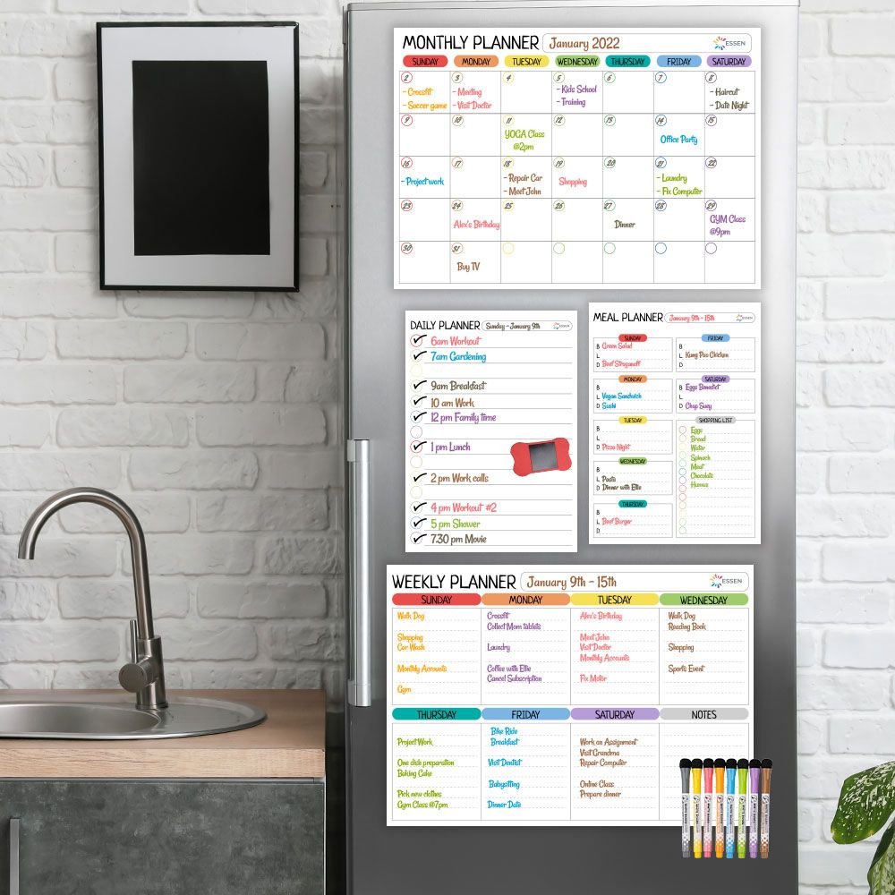 Essen - Magnetic Whiteboard Planners For Fridge - Set