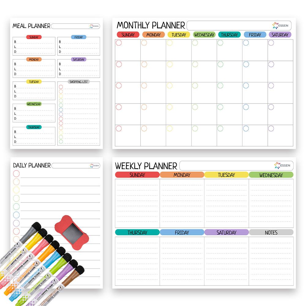 Essen - Magnetic Whiteboard Planners For Fridge - Set