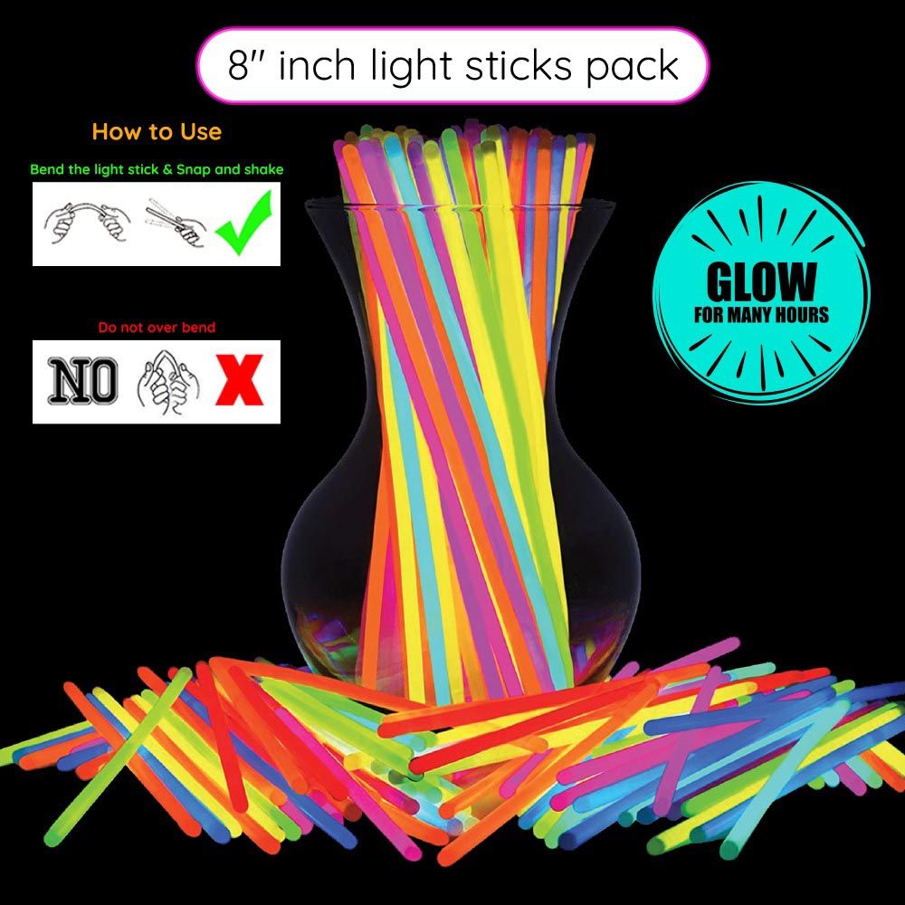 Essen - Glow Sticks Party Favors W/ Connectors Pack Of 100