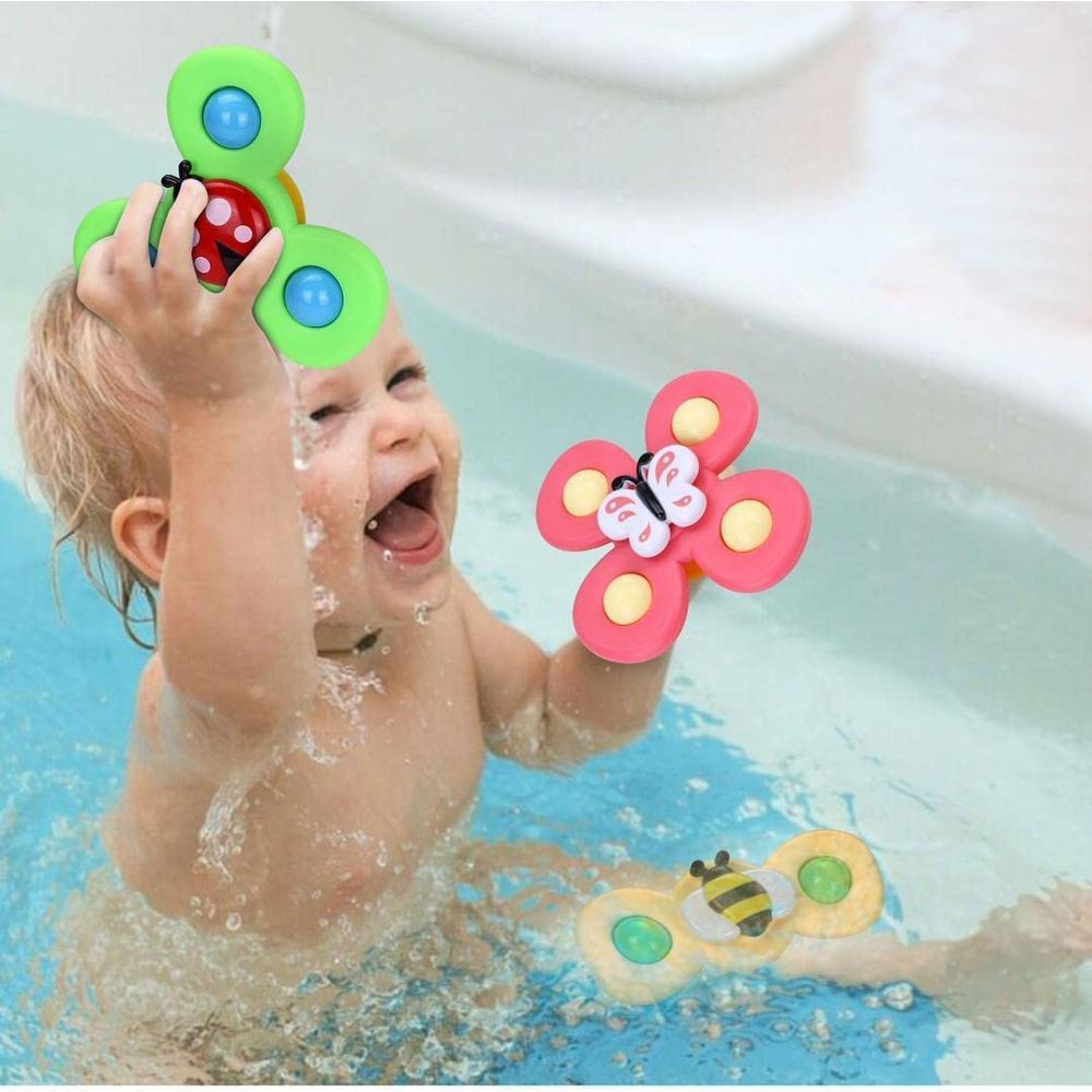 Essen - Suction Cup Fidget Spinner Toy - 3pcs - Color May Vary