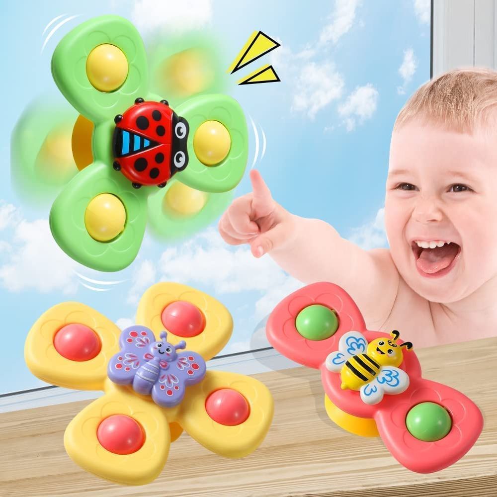 Essen - Suction Cup Fidget Spinner Toy - 3pcs - Color May Vary