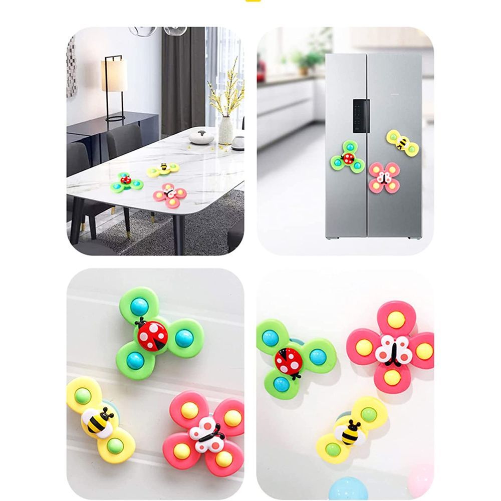 Essen - Suction Cup Fidget Spinner Toy - 3pcs - Color May Vary