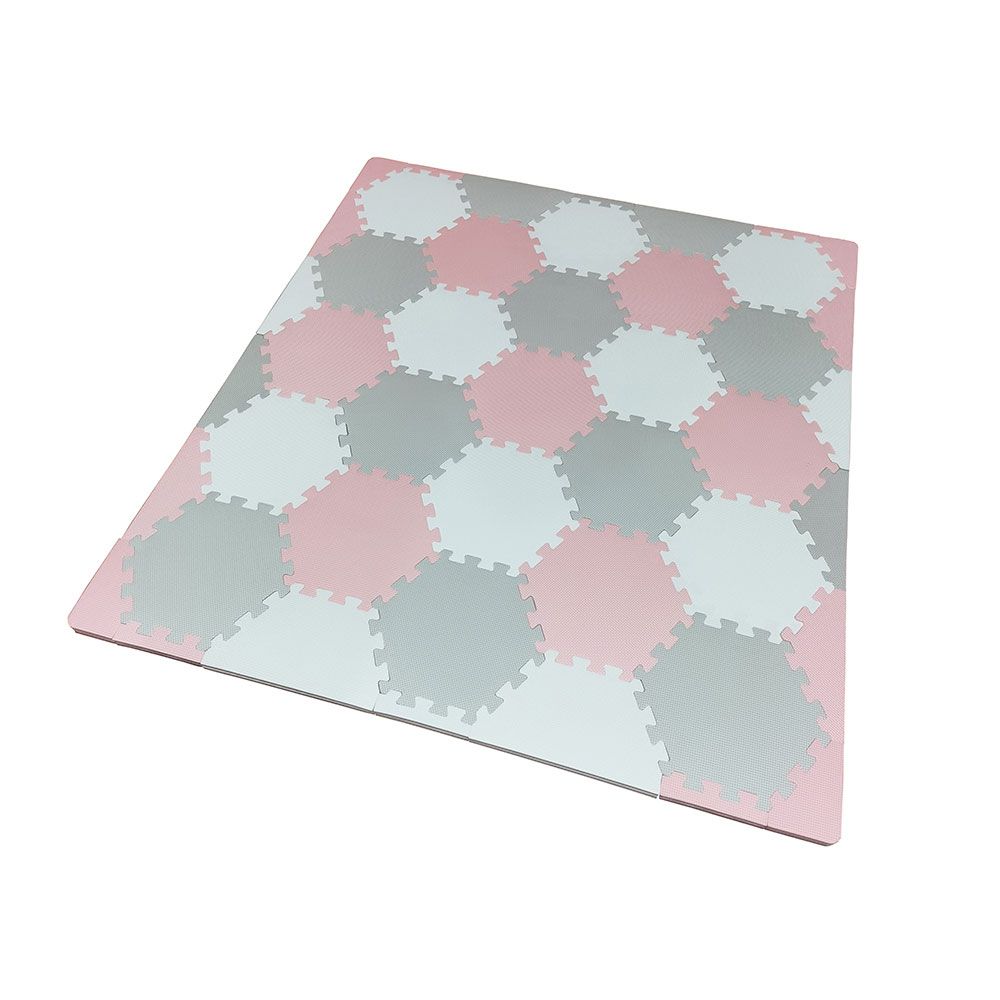 Bumble & Bird - BabySafe Play Mat - Hexagonal Pink/Cream