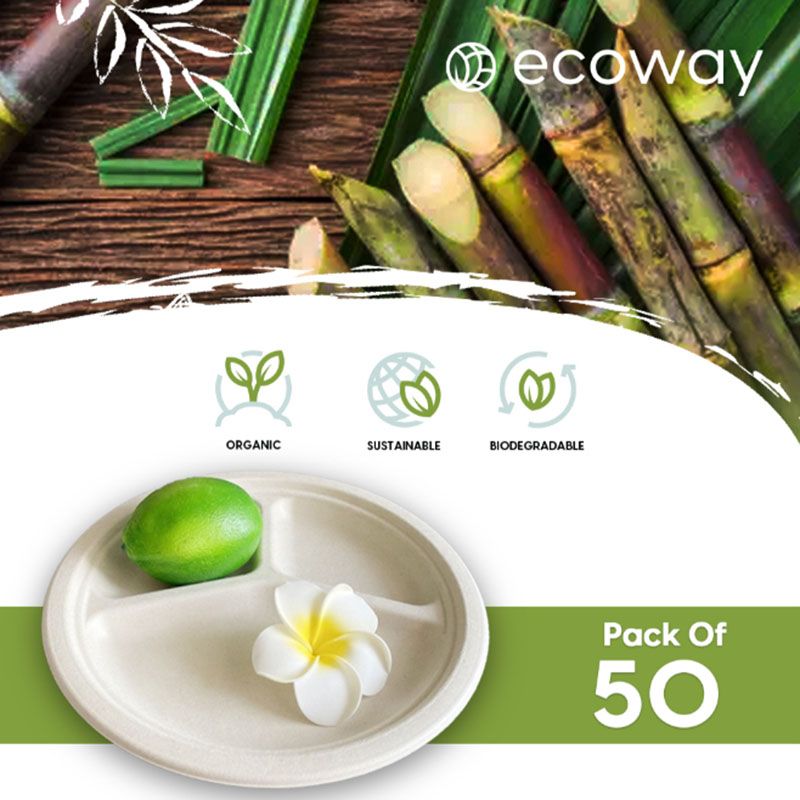 Ecoway - Compartment Disposable Plates - 10-Inch - 50pcs