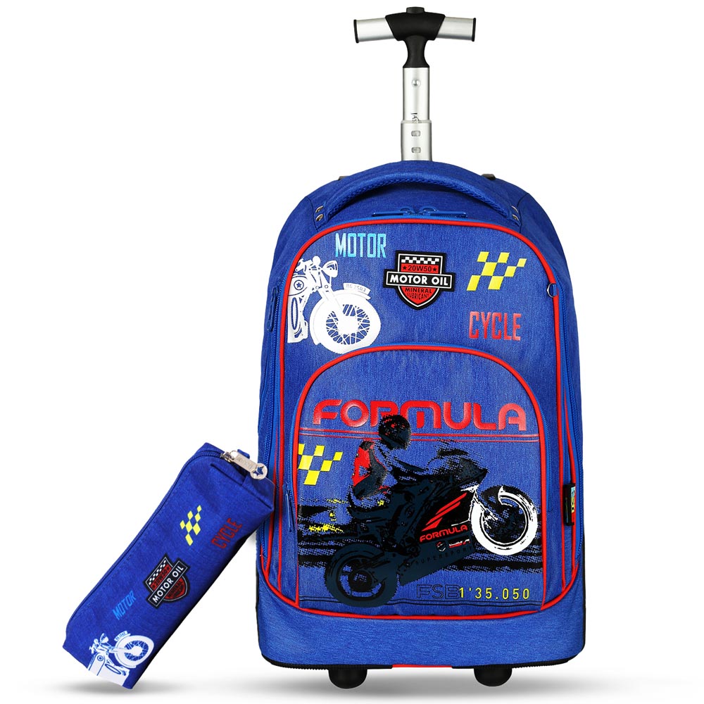 Eazy Kids Trolley School Bag 18 Inch Pencil Case Blue Buy at Best Price from Mumzworld United Arab Emirates