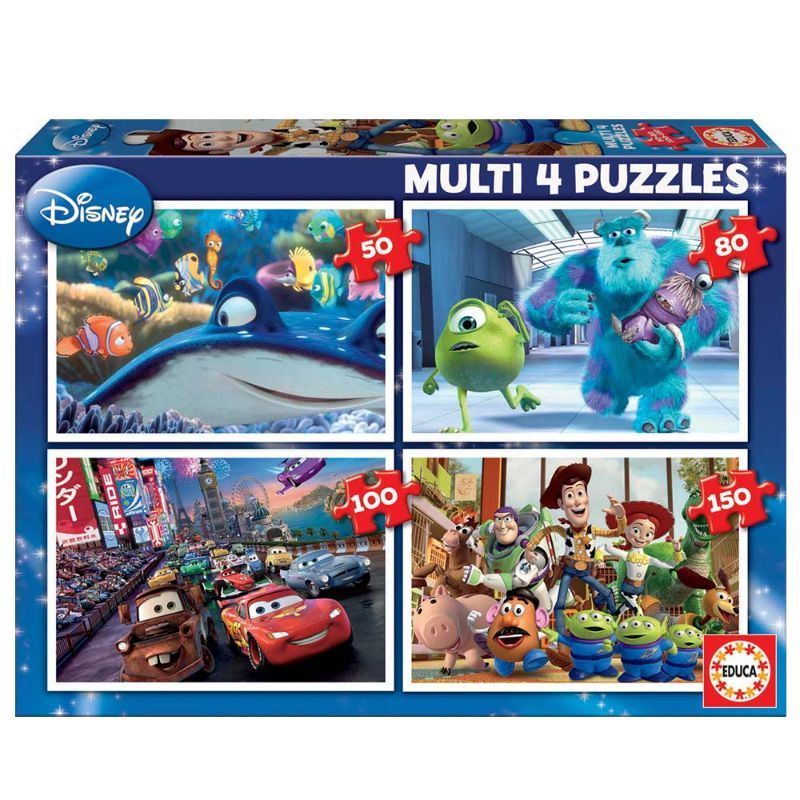 Educa - Set of 4 Disney Pixar Puzzles 50, 80, 100 & 150Pcs