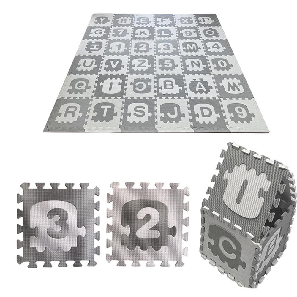 Bumble & Bird - Babysafe Play Mat - Alphabet - Grey & White (Exclusive)