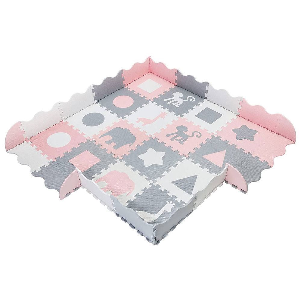 Bumble & Bird - Animals & Shapes BabySafe Play Mat - Pink/Grey (Exclusive)