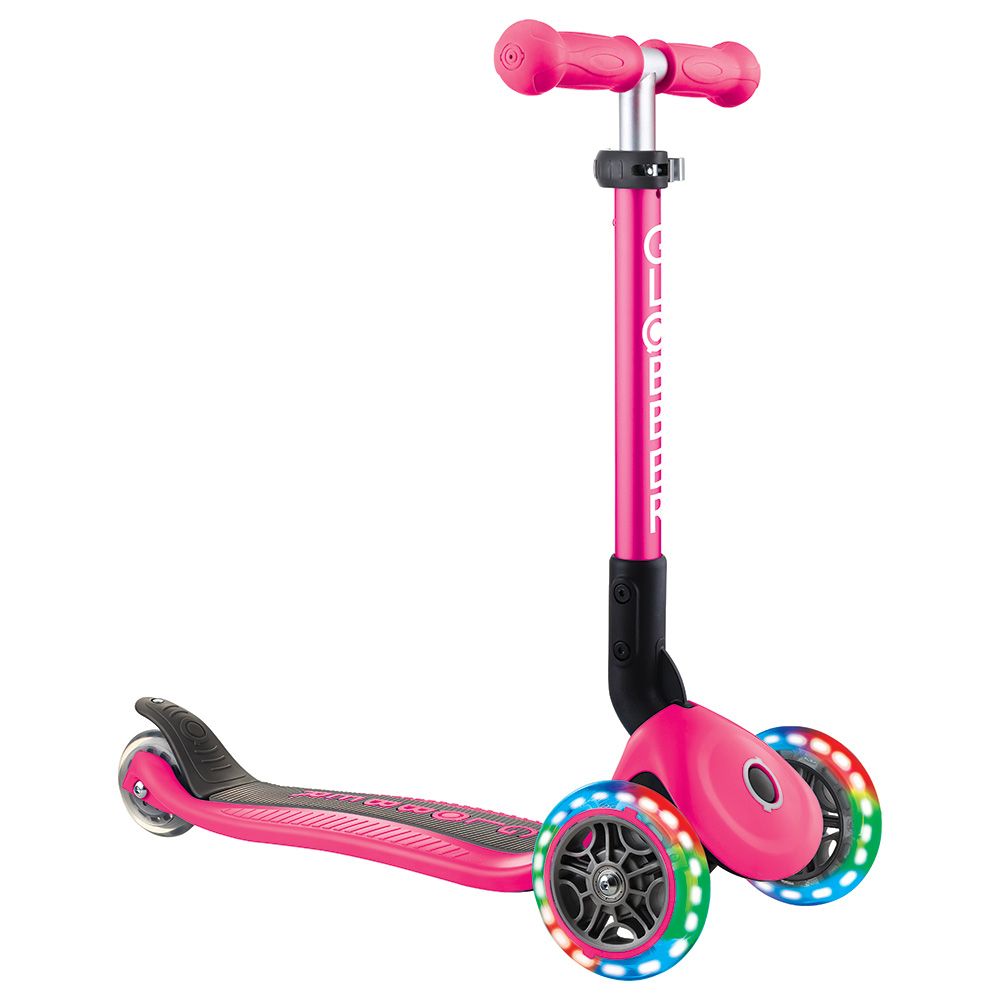 Globber - Junior Foldable Lights Scooter - Neon Pink