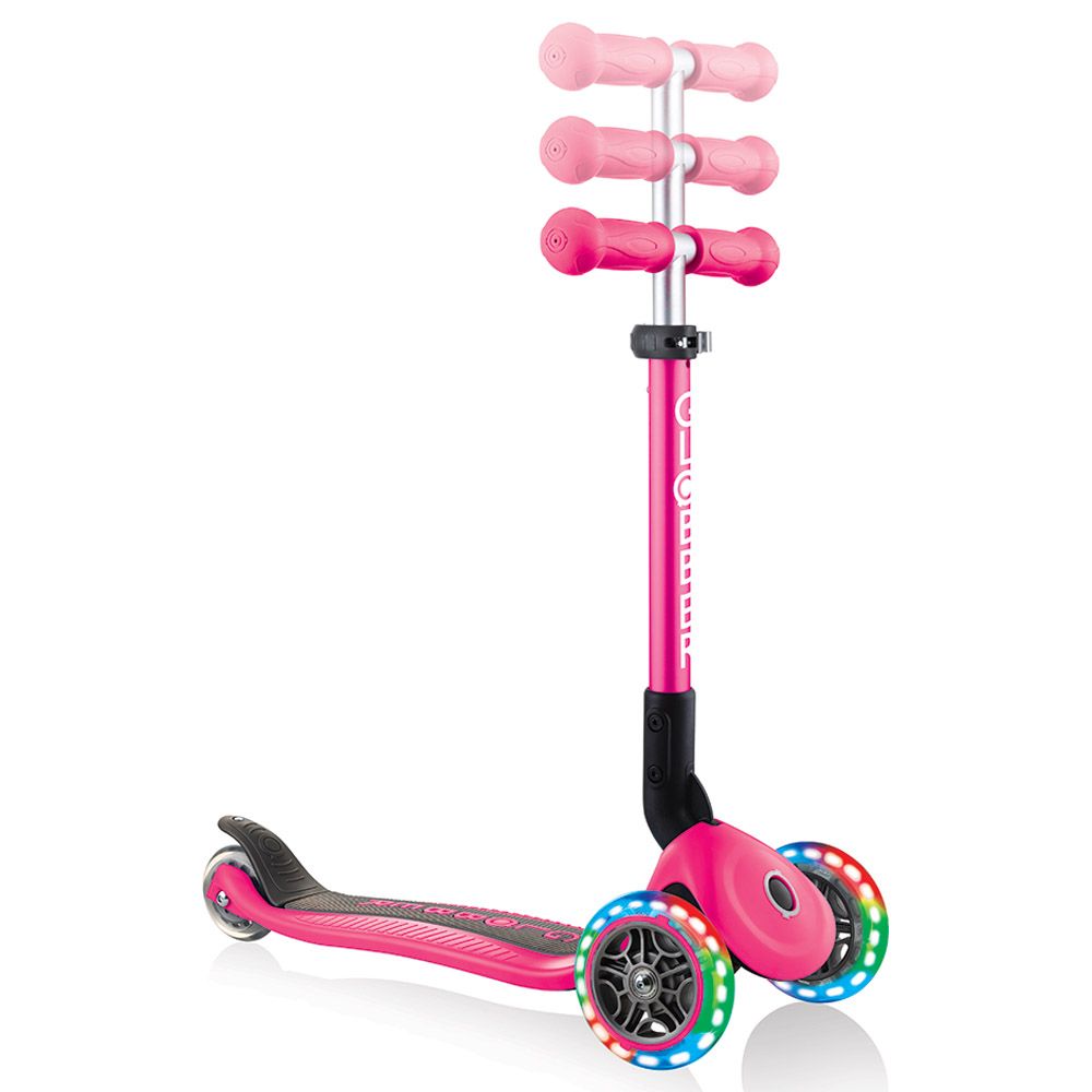 Globber - Junior Foldable Lights Scooter - Neon Pink