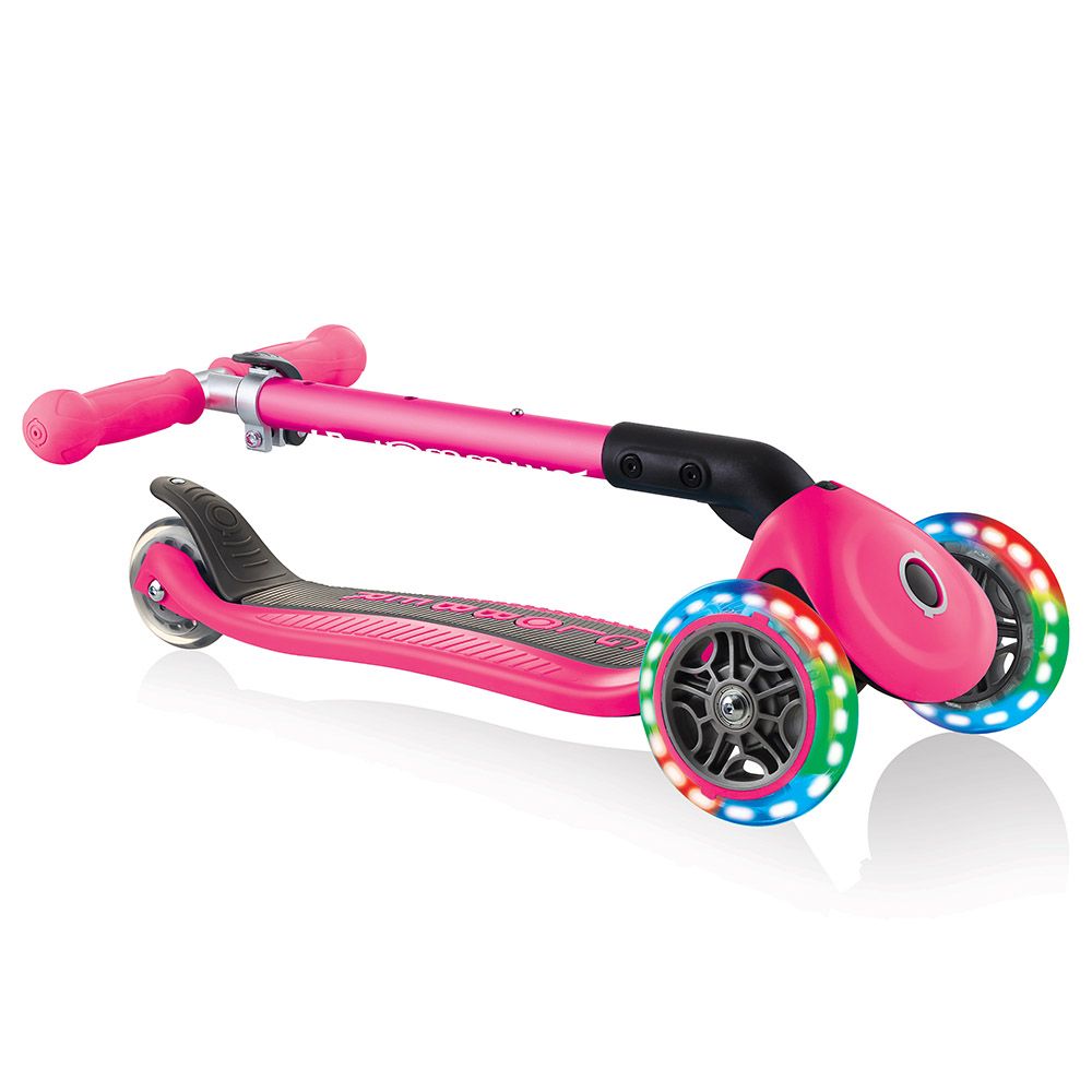 Globber - Junior Foldable Lights Scooter - Neon Pink