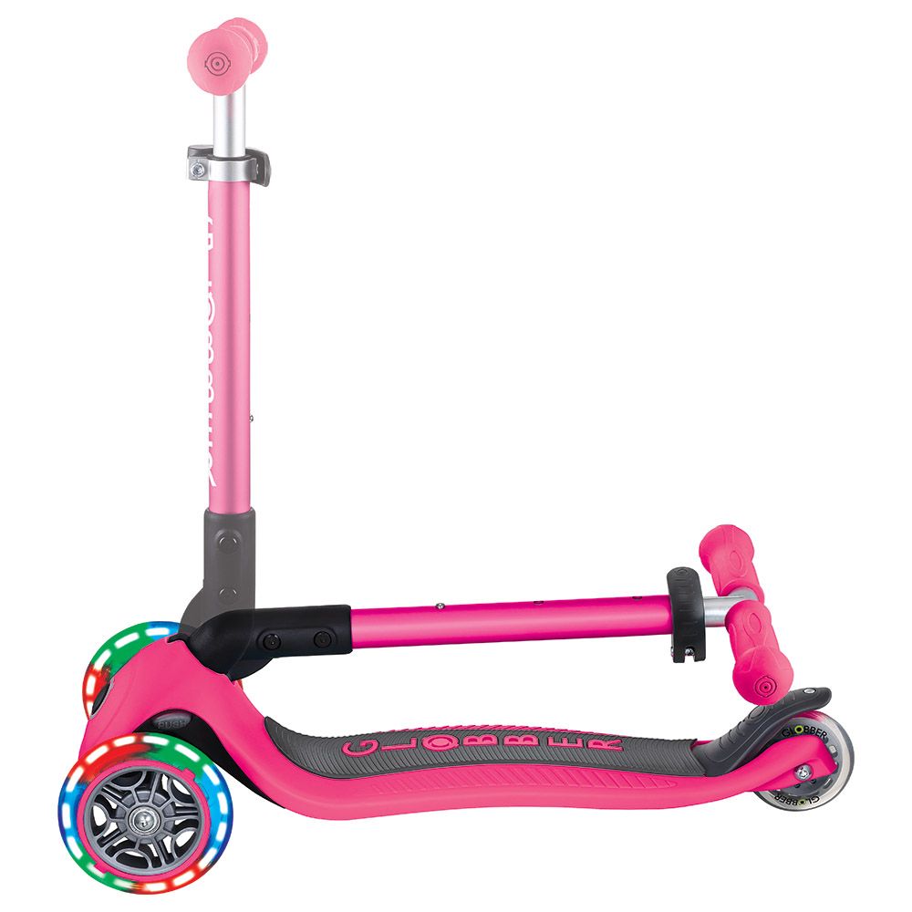 Globber - Junior Foldable Lights Scooter - Neon Pink