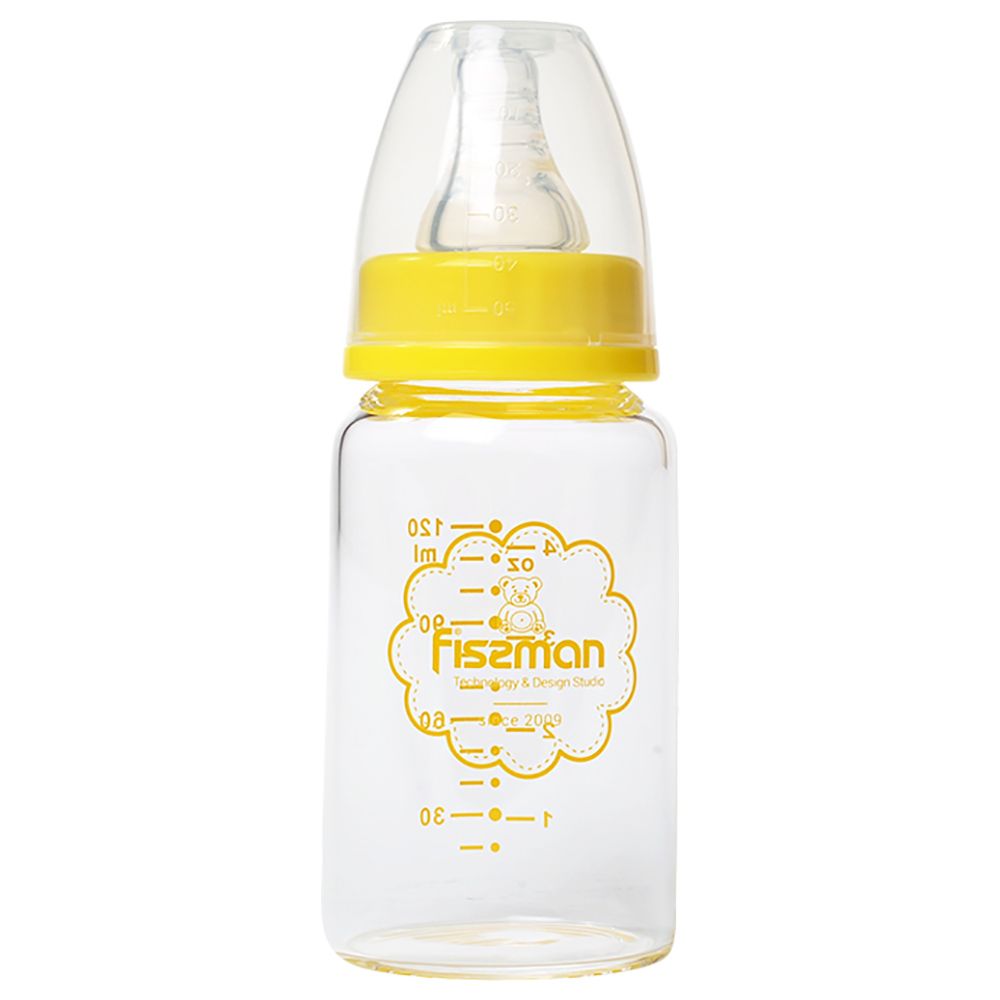 Fissman - Borosilicate Glass Feeding Bottle - Yellow - 120ml 