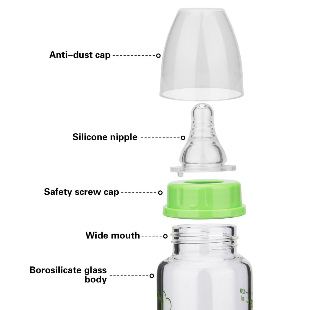 Fissman - Borosilicate Glass Feeding Bottle - Yellow - 120ml 