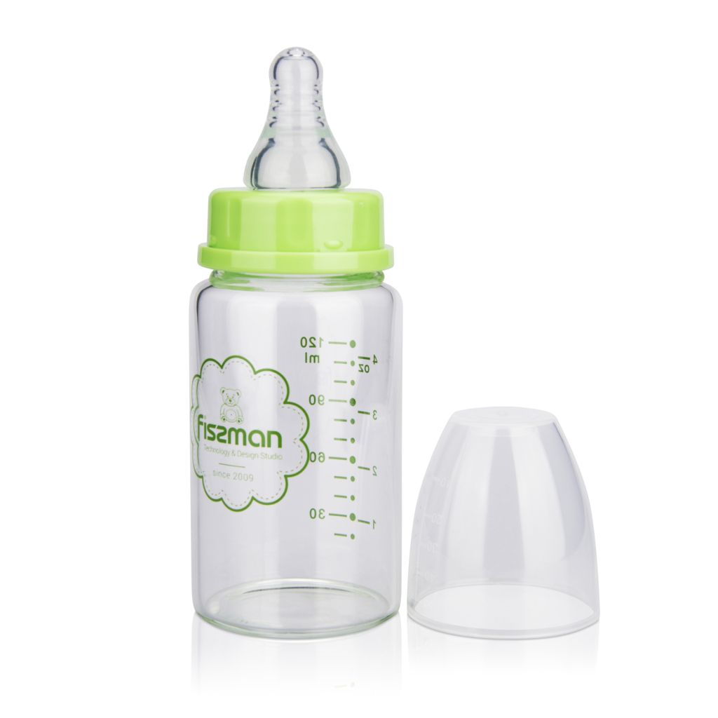 Fissman - Borosilicate Glass Feeding Bottle - 120ml - Green