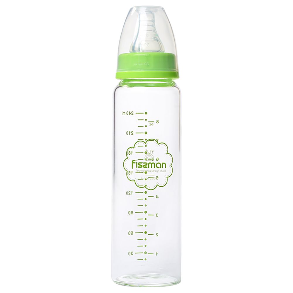 Fissman - Borosilicate Glass Green Feeding Bottle - Green - 240ml 