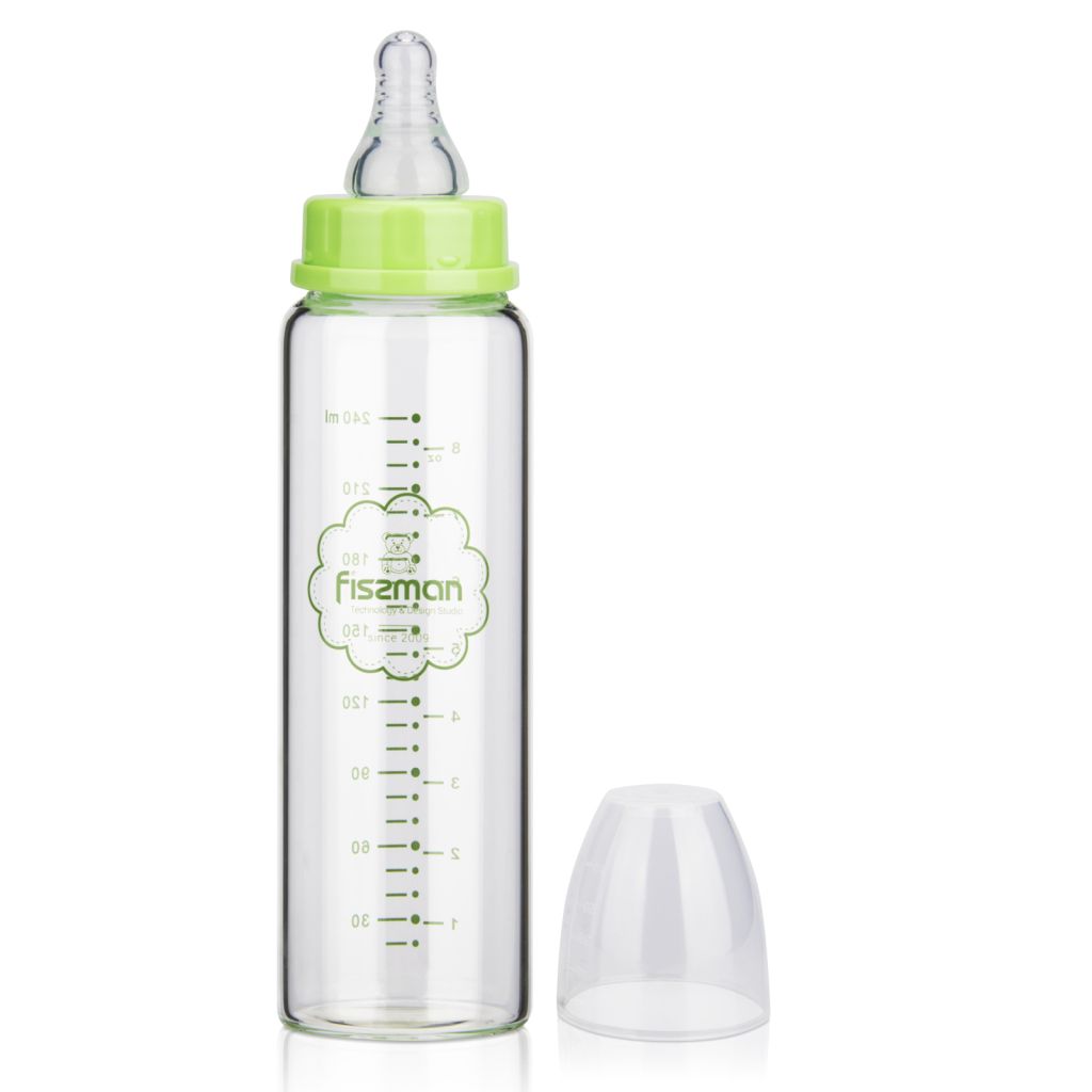 Fissman - Borosilicate Glass Green Feeding Bottle - Green - 240ml 