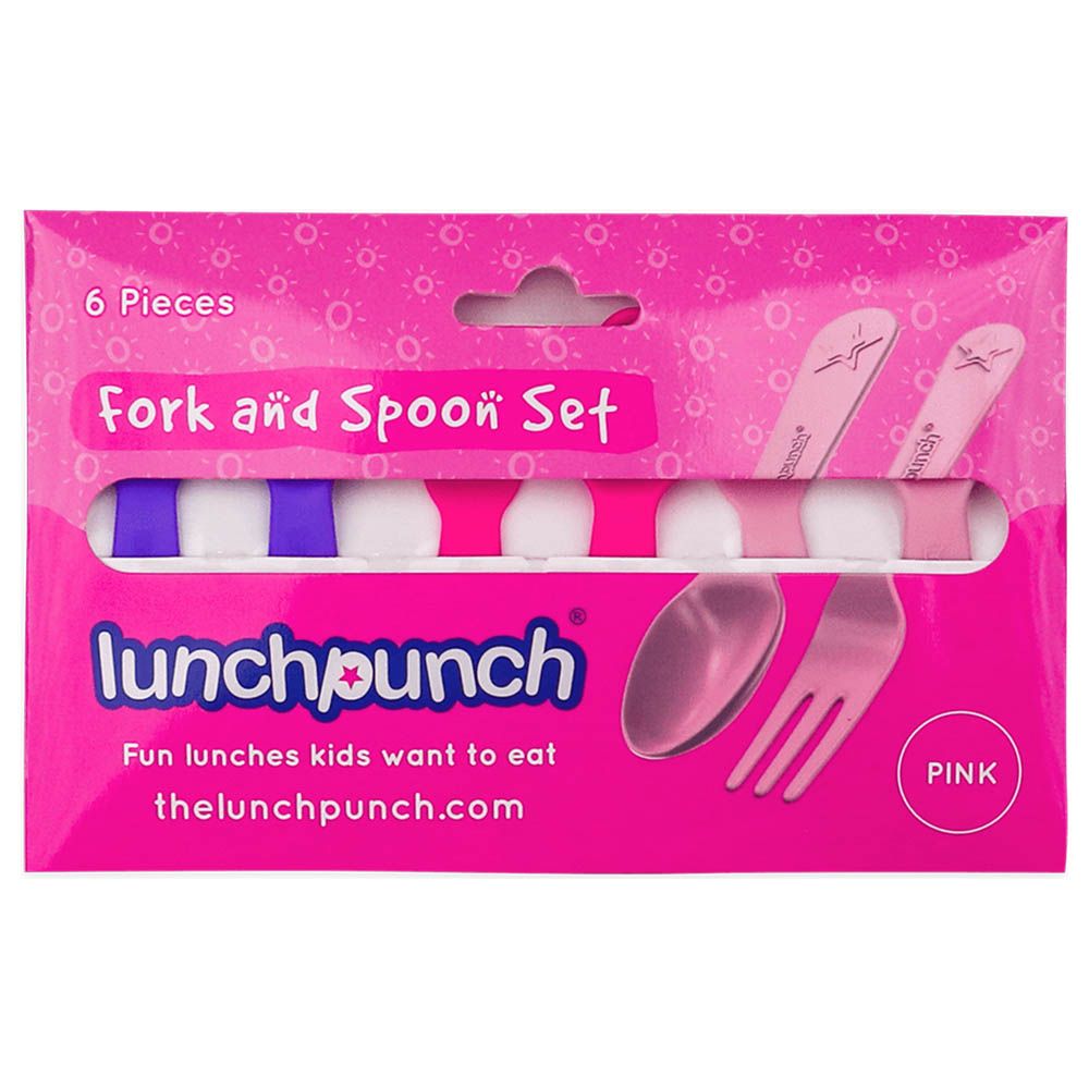 Lunch Punch - Fork & Spoon Set - Pink