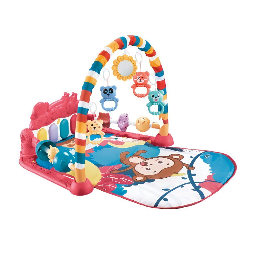 Factory Price -Monkey Hat Pedal Piano Activity Play Mat- Red