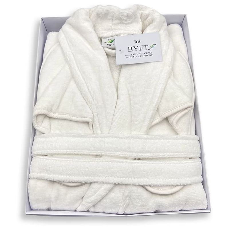 BYFT - Velour Cotton Bathrobe W/ Slippers - Optic White