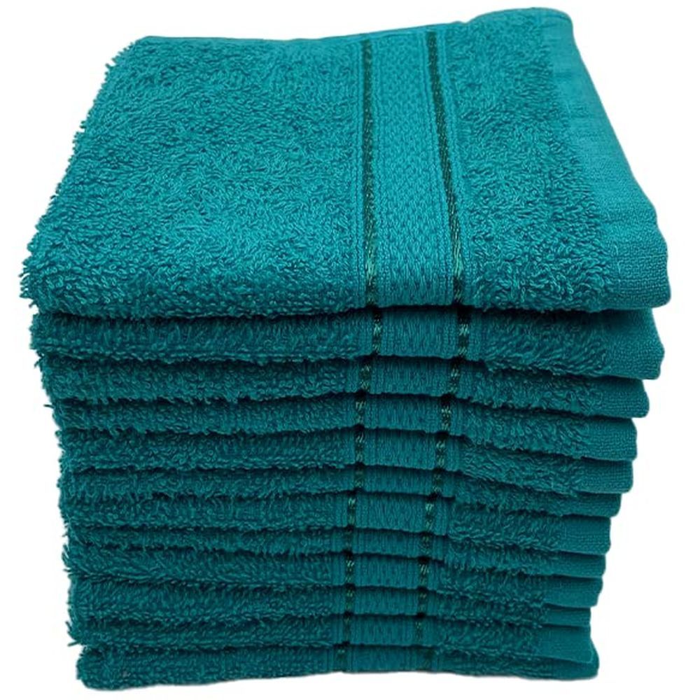 Byft - 100% Cotton Daffodil Washcloth - 30X30Cm - Set Of 12 - Turquoise Blue