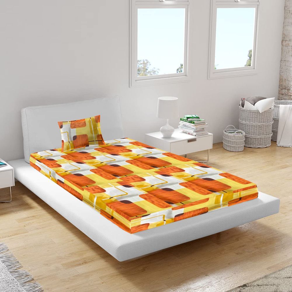 Byft - Orchard Tile Printed Single Sheet & Pillowcase - Yellow