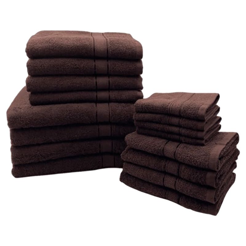 Byft - Daffodil 100% Cotton Bath Linen 16pc-Set - Brown