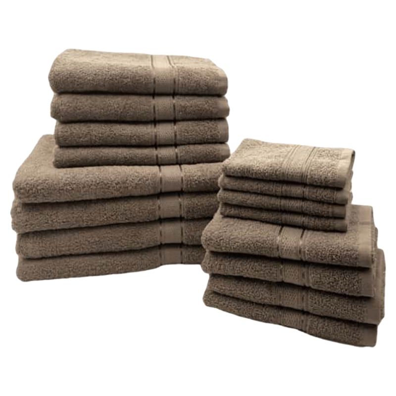 Byft - Daffodil 100% Cotton Bath Linen 16pc-Set - Dark Beige