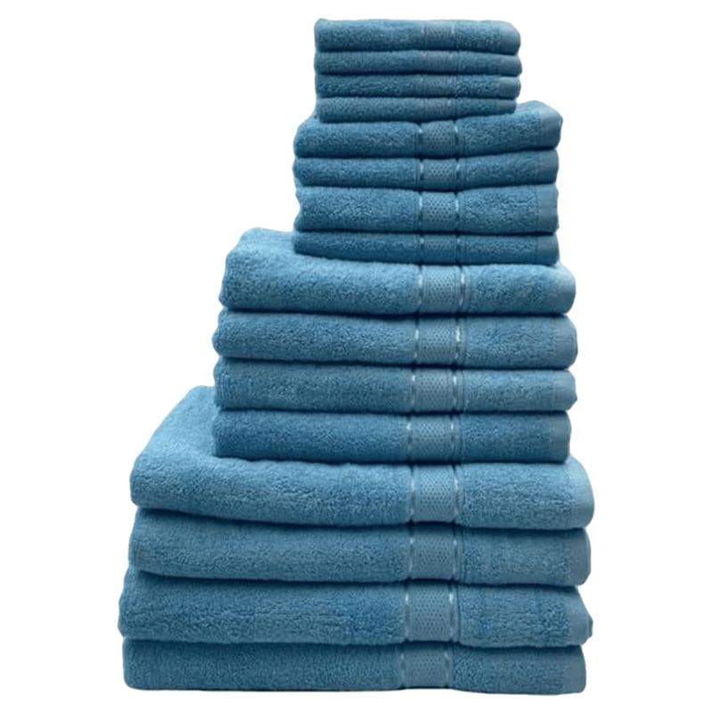 Byft - Daffodil 100% Cotton Bath Linen 16pc-Set - Light Blue