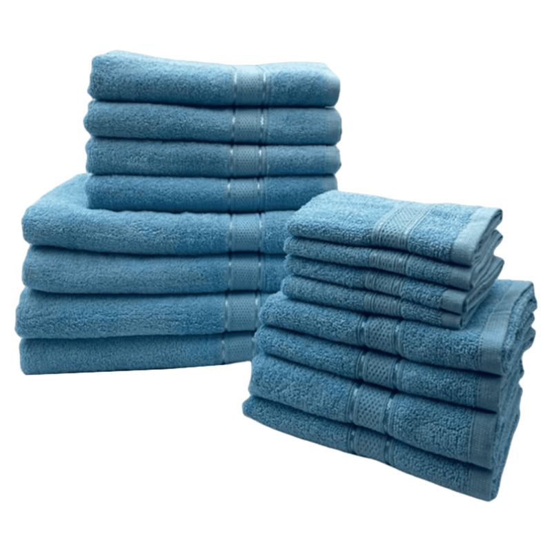 Byft - Daffodil 100% Cotton Bath Linen 16pc-Set - Light Blue