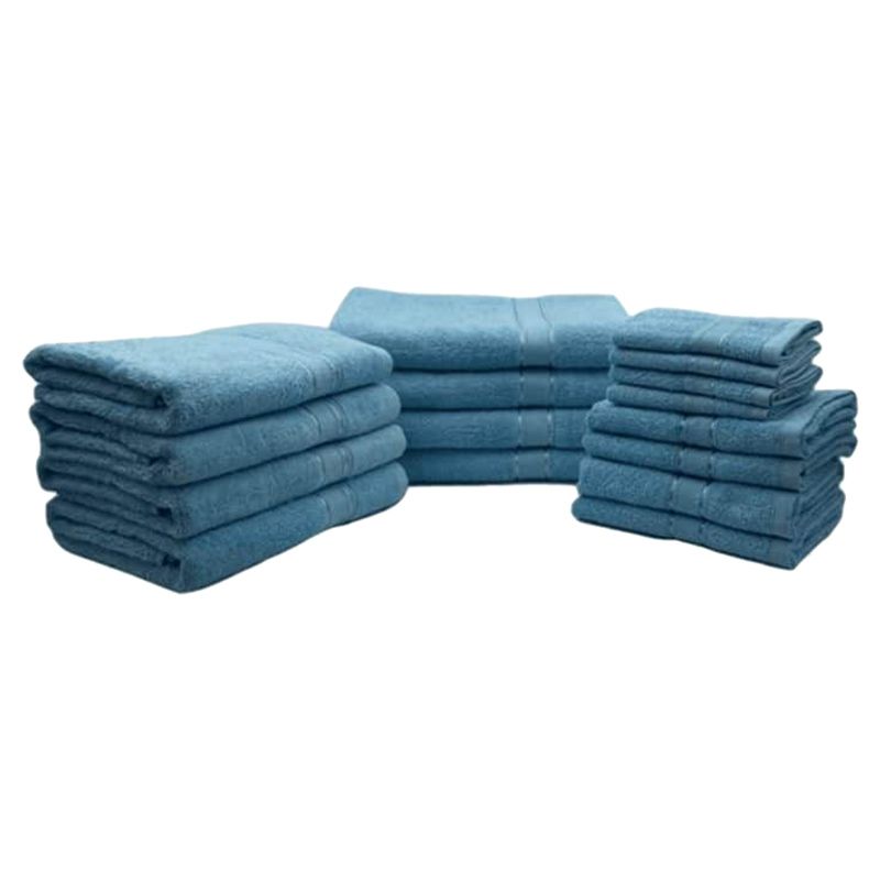 Byft - Daffodil 100% Cotton Bath Linen 16pc-Set - Light Blue