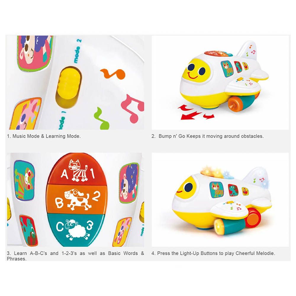 Hola - Bump 'n Go Learning Plane With Music - White